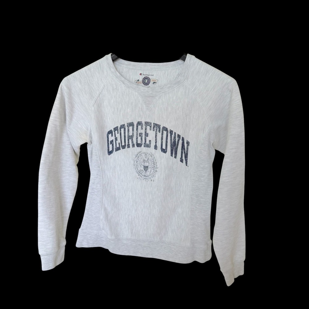 Champion Reverse Weave Georgetown University Sweatshirt Grey Womens Small Raglan